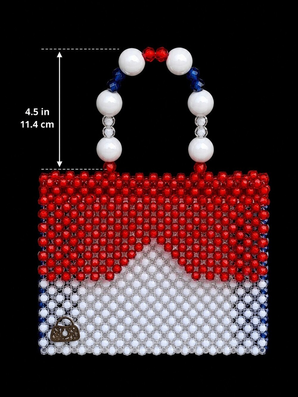 Hand-Carry Red, White, & Blue Beaded Patriotic Purse 4th Of July - Picture 12 of 15